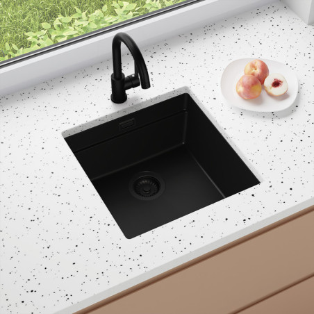 Multifunktional Einbecken Granit-Unterbauspüle ohne Abtropffläche Coral 50 Low Level